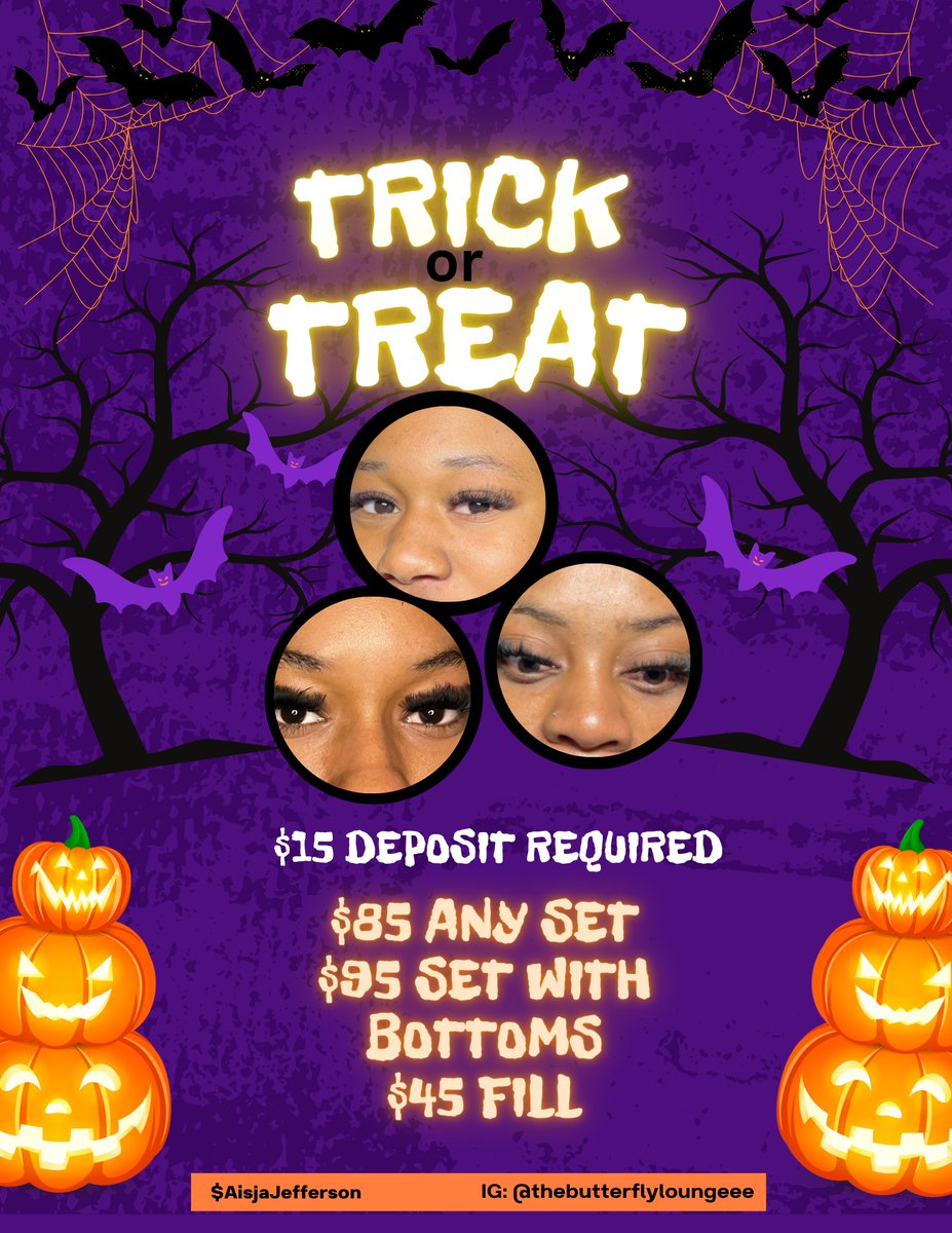 TRICK OR TREAT yo’self 

👻
HEY LADIES 👋🏽 , it’s time to get in the Halloween spirit and invest in your beauty game 🥰this is the only treat you need 😏

 👻
sale ends November 1st ❗️
#dallaslashes #dallaslashtech #dallaslashextensions