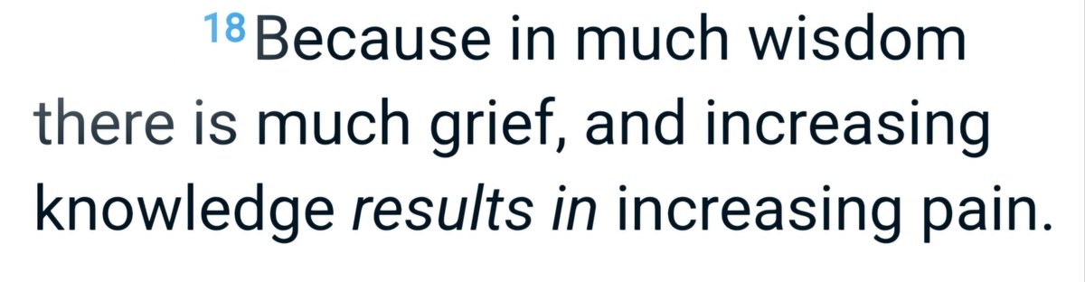 jctrisler's tweet photo. Solomon went hard when he wrote this right here.

And this is only the first chapter.

Ecclesiastes 1:18 https://t.co/wPg0jVRtcJ