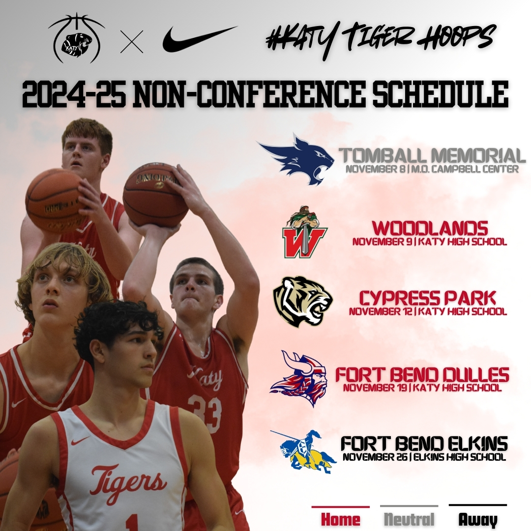 KatyTigerHoops's tweet photo. Katy Tiger Hoops Non-Conference Schedule! π
The grind begins! Come out and support your Tigers as we take on some tough competition to start this season!
Let's fill the stands and bring the energy! #KatyTigerHoops #TigerPride #KatyNation
π Home games at Katy High School https://t.co/XIBt6RYvSG