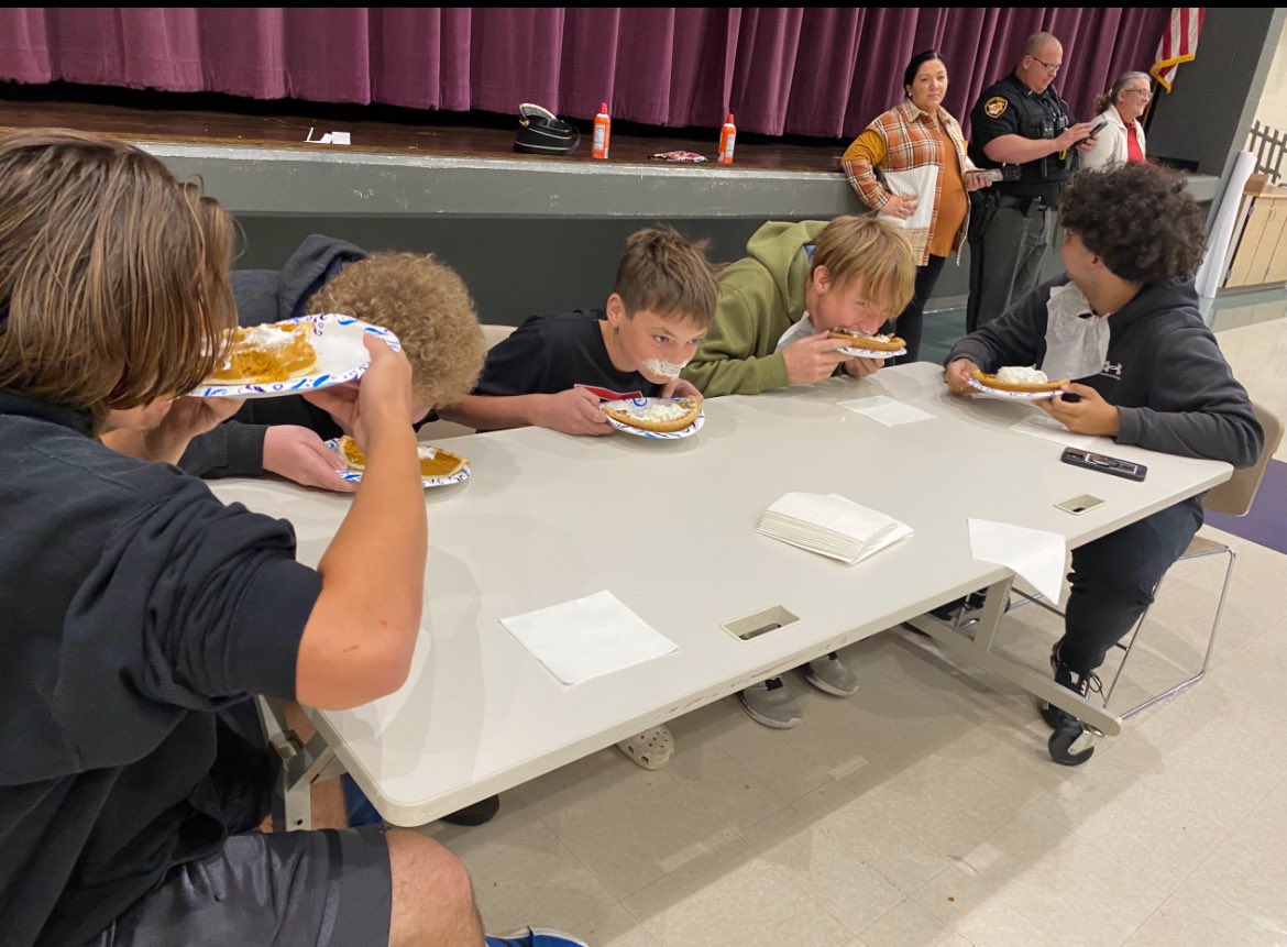 BradfordSLC's tweet photo. As a part of the “Make Mondays More Exciting” initiative, national dessert day was celebrated with a pie eating contest. Here’s a few snapshots of the eaters! 🥧 https://t.co/dtxR153ml5