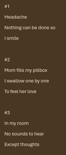 'Three Haiku on Illness' by Gabe