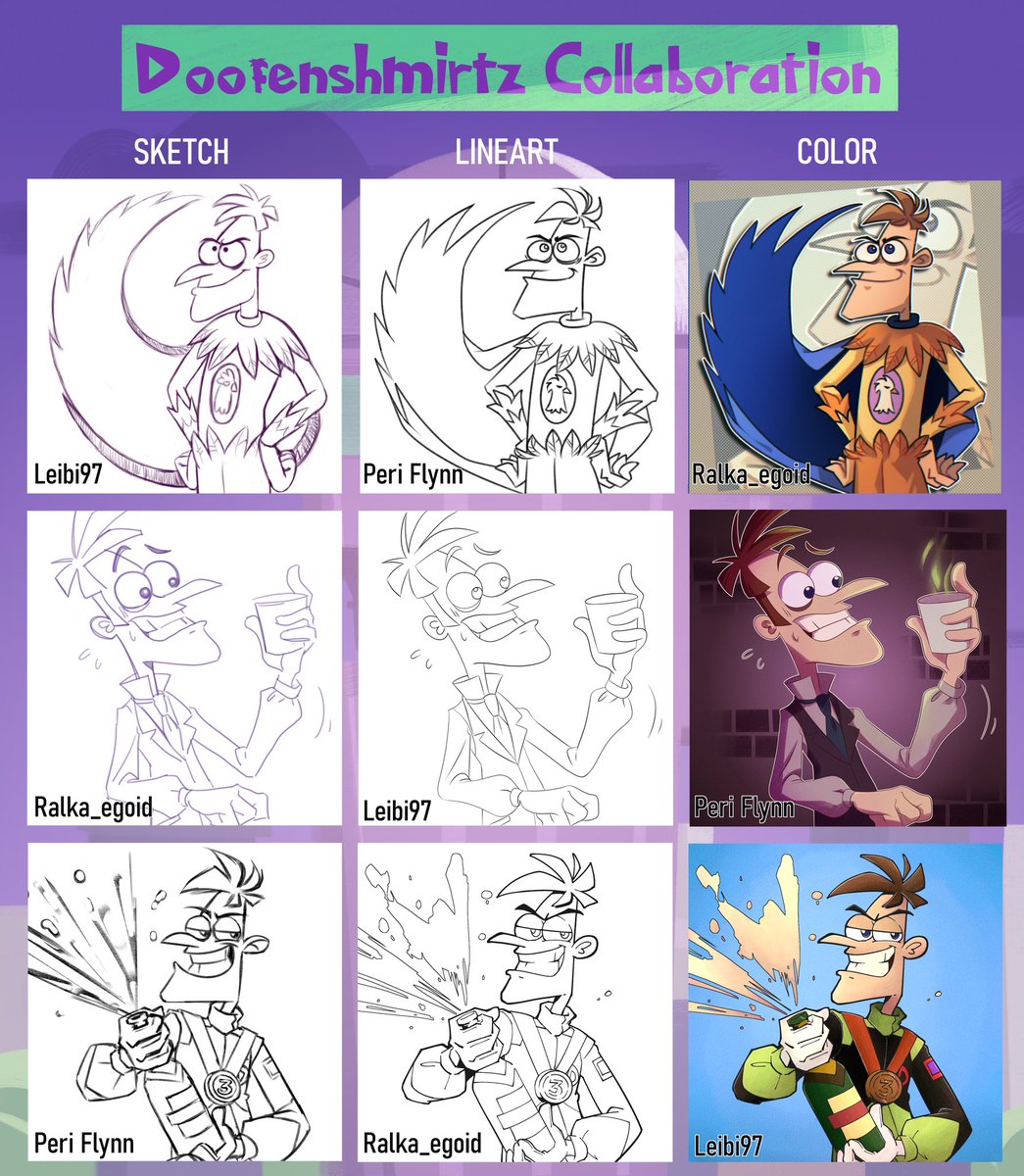 periflynn's tweet photo. Another collab #sketchlinecolor 🙌
#phineasandferb 
#heinzdoofenshmirtz https://t.co/4XSJt2Z2cU