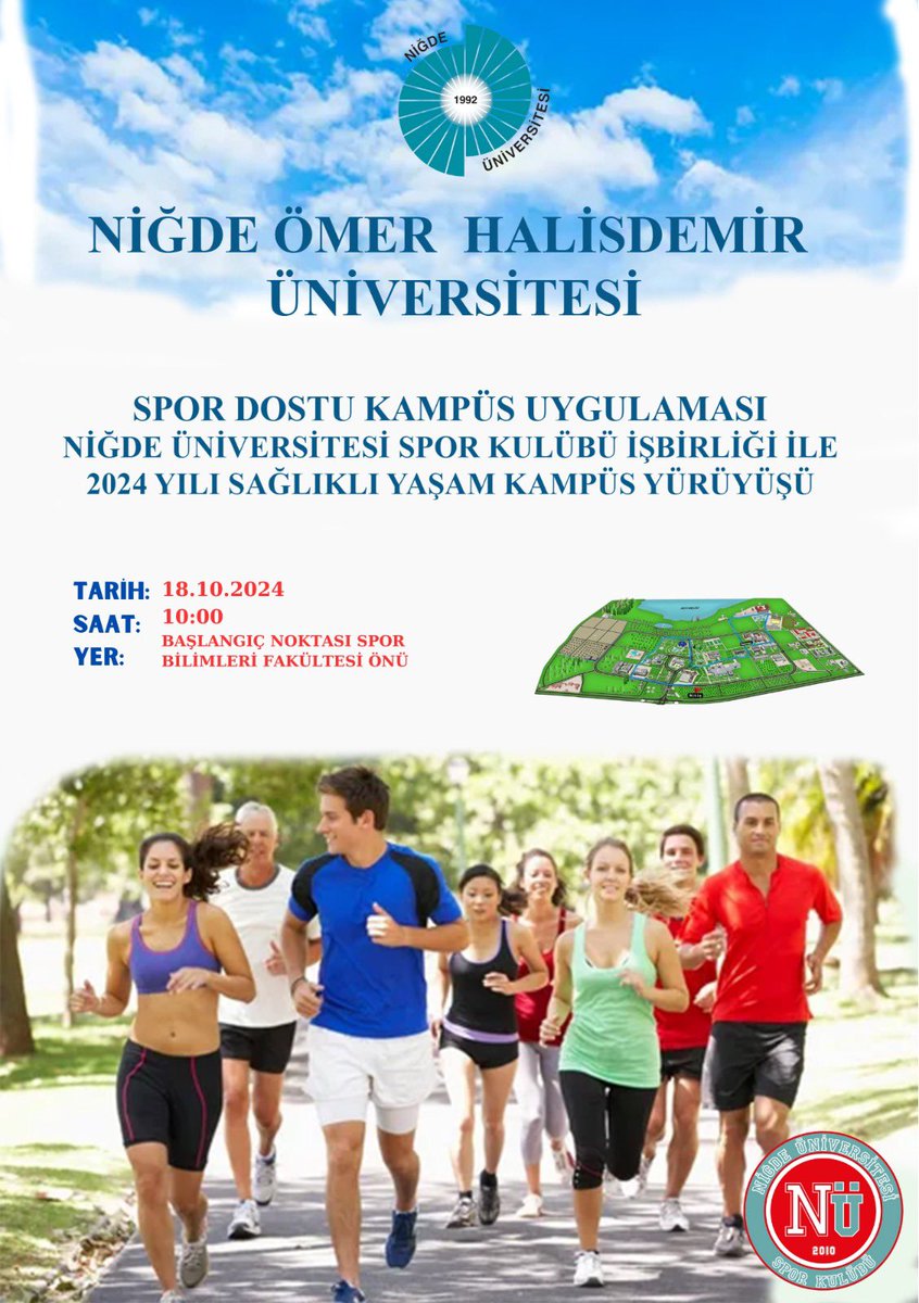 NohuSBF's tweet photo. 18 Ekim Cuma günü saat 10:00’da Spor Dostu Kampüs uygulaması çerçevesinde Niğde Üniversitesi Spor kulübümüz ve Fakültemiz işbirliği ile Spor Bilimleri Fakültesi önündenden Sağlıklı Yaşam Kampüs Yürüyüşü gerçekleştirilecektir. Tüm üniversite personeli ve öğrencilerimiz davetlidir! https://t.co/YZNyHk8H3m
