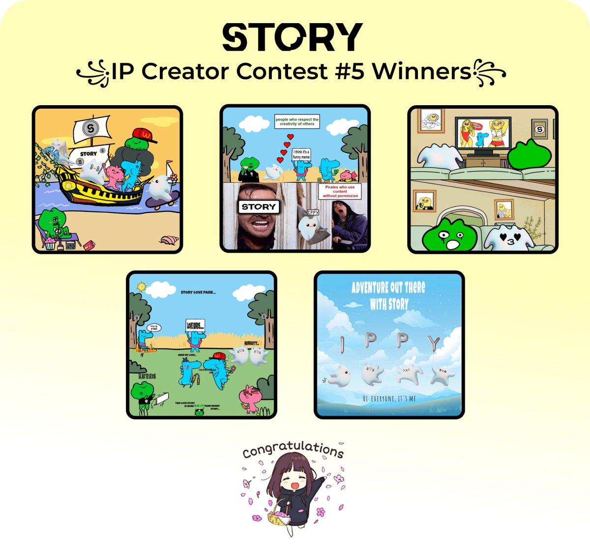 goodwaitik's tweet photo. 🎉Congrats to the winners of StoryProtocol’s IP Creator Contest #5!🎉
This time, the honors go to: @0x_angell, @voinovbohdan, @Yurii_Weeklang, @Bholabacha11076, and @Kun_2701!
Check out the incredible winning artworks!👀Another contest is coming soon!🔥

#IPCreator #StoryProtocol https://t.co/bAzjiIjWnZ