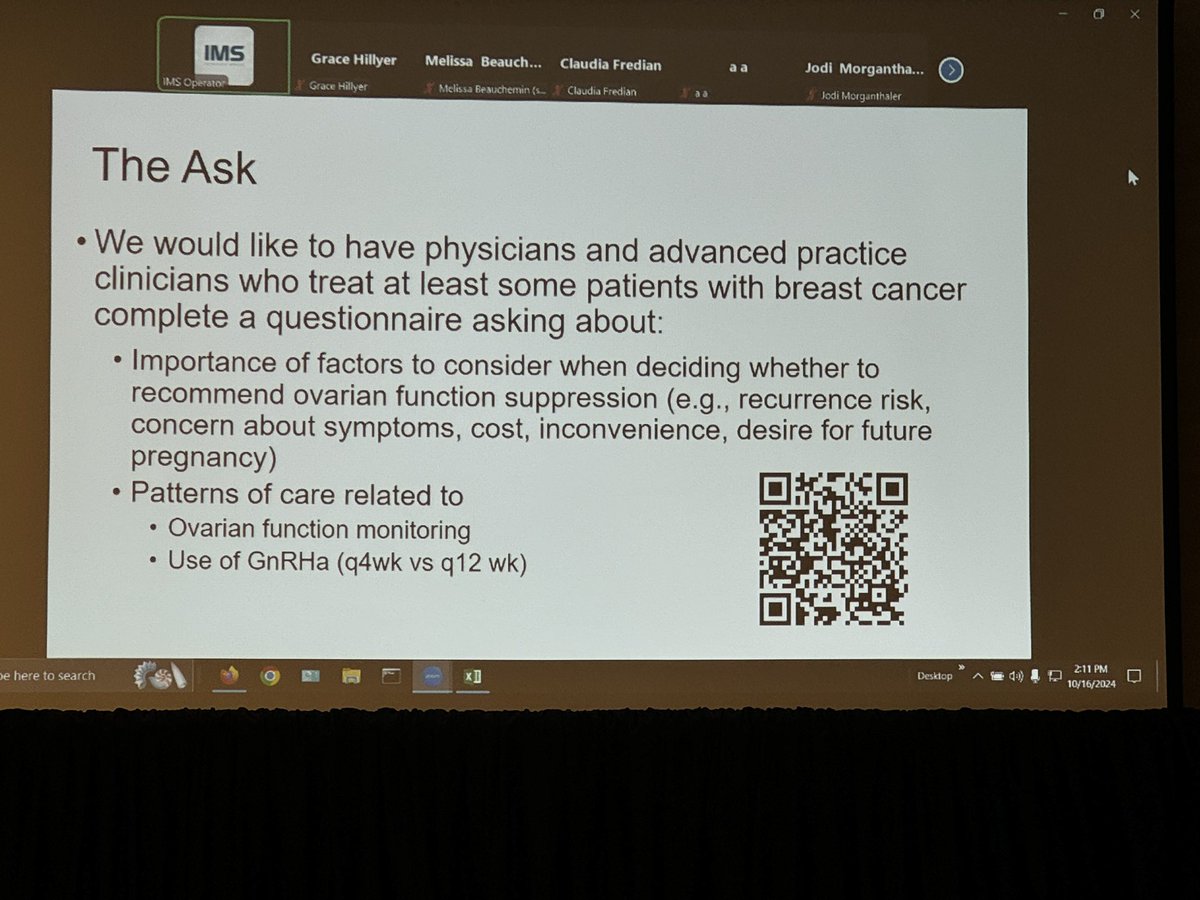 kgunturuMD's tweet image. @lynnhenrymd presenting how to leverage survey to learn more about practices for ovarian suppression through digital engagement in S2010/ ASPEN study @DrDawnHershman @SWOG #swogonc