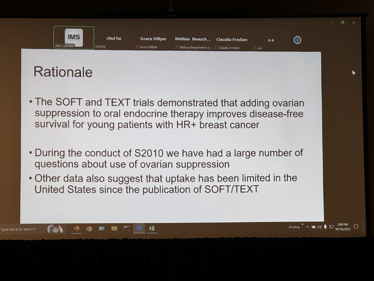 kgunturuMD's tweet image. @lynnhenrymd presenting how to leverage survey to learn more about practices for ovarian suppression through digital engagement in S2010/ ASPEN study @DrDawnHershman @SWOG #swogonc