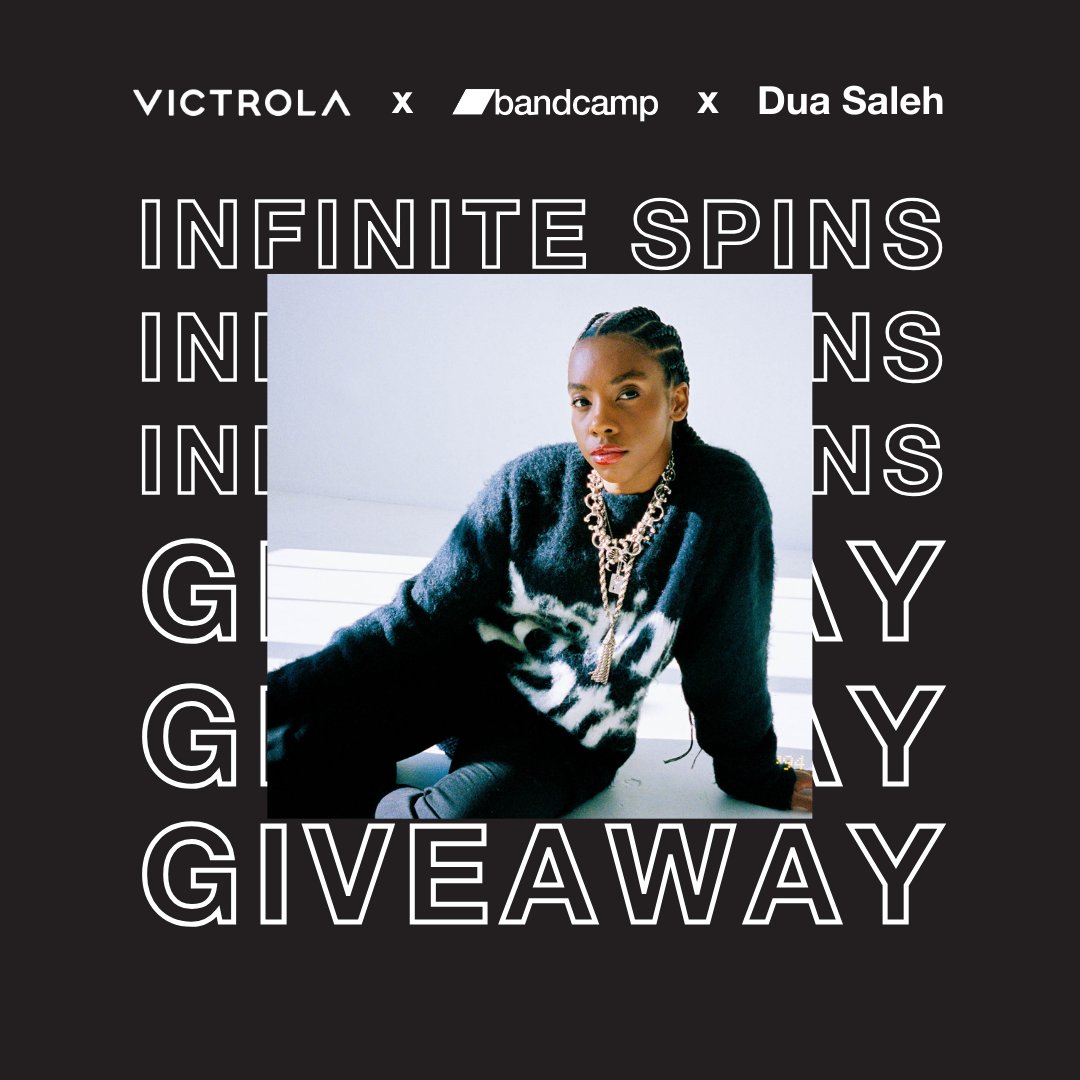 Introducing the Infinite Spins Giveaway! We’ve teamed up with <a href="/VictrolaPlayers/">Victrola</a> and <a href="/doitlikedua/">dua saleh</a> to give 3 lucky fans a free Victrola Automatic turntable. To enter, just follow Dua Saleh on Bandcamp to unlock the entry link posted in their community tab.  bit.ly/48byO9q