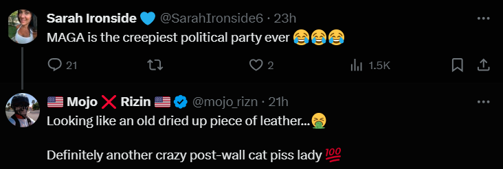 octaviajones97's tweet photo. @SarahIronside6 @ItsPhysical @Alex88249021 Hiding replies already...? 😂😂😂 #ratio #catpisslady #lowvalue #wokenwhite #beckysforbiden #catpissladiesforkamala #postwallwomen #unite #postwall #liberalytwomen #canceronsociety https://t.co/5uYruViuYk