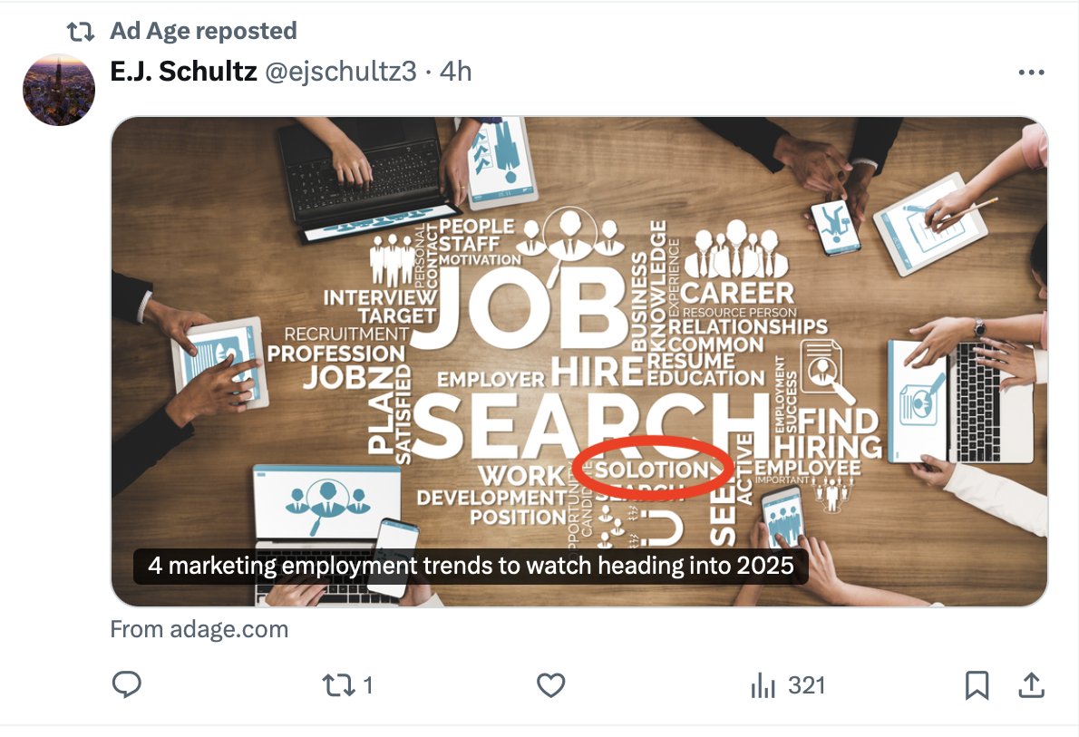 PaleHoseComm's tweet photo. The one where @adage not only uses a cheesy stock photo, but they fail to see the typo in said cheesy stock photo… #Advertising #Proofreading https://t.co/RuanvI41ha