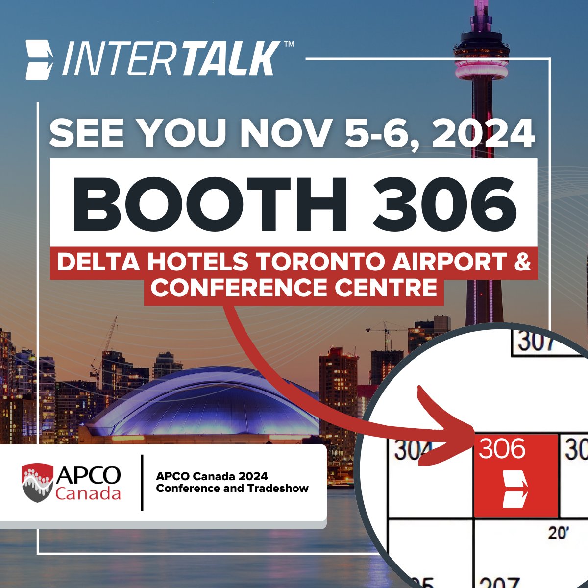 We're excited to announce that InterTalk will be exhibiting at APCO Canada 2024! 

📅 November 5-6, 2024
📍   Delta Hotels Toronto Airport &amp; Conference Centre
🔍 Booth 306

Learn more at the link below:
tinyurl.com/5dd6xew5

#APCOCanada #Safety #PublicSafetyCommunications