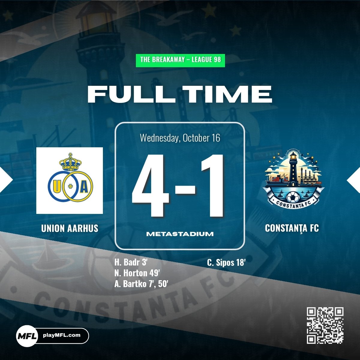 ConstantaMFC's tweet photo. LEAGUE GAME 7 - We lose a 4th consecutive game in the league with a 4-1 defeat against Union Aarhus! 📉 #playMFL https://t.co/S6RQkzKrEJ