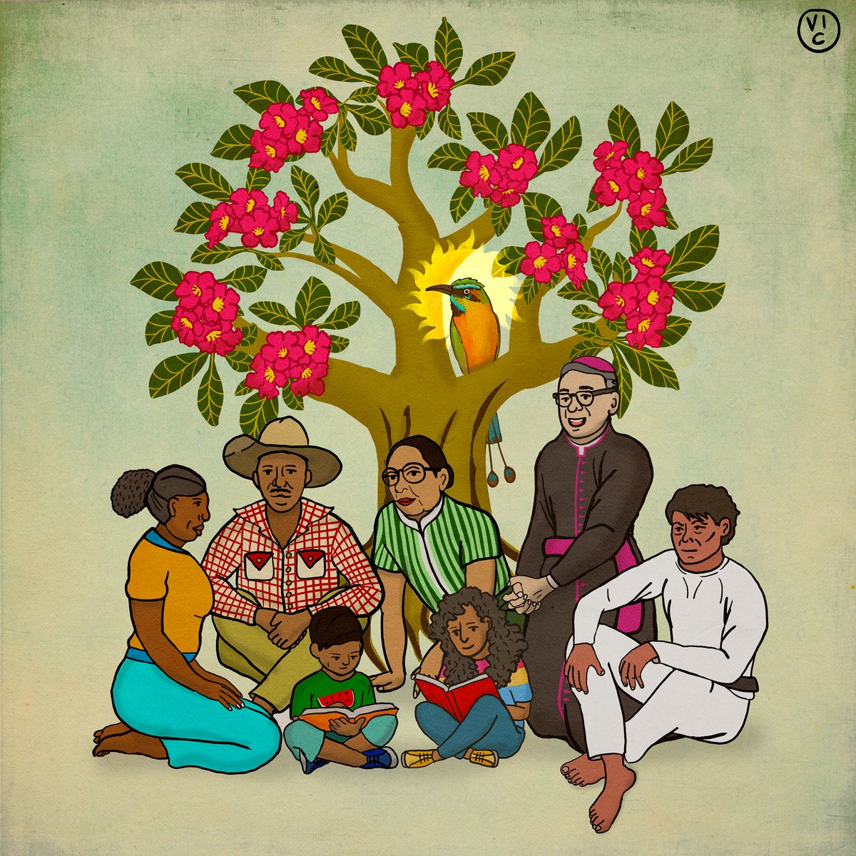 "Enseñando revolución." 

In commemoration of the forthcoming Día de los difuntos, here's a new piece honoring the wisdom that the ancestors impart on us. #PrudenciaAyala #FarabundoMartí #MélidaAnayaMontes #MonseñorRomero #AnastasioAquino