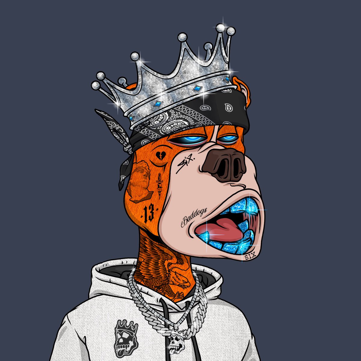 BadPublicity®

Can’t nobody root for us better than us. The truth doesn’t care about your opinions. We’re grounded in authenticity, beyond debate.

This Diamond Dog flaunts a bold blue glacier grill that glistens like ice, set against fiery orange fur for a striking contrast. Icy
