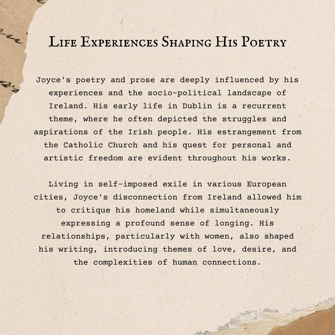 PoemAnalysis's tweet image. Was it his tumultuous relationship with his homeland, the shadows of his past, or something more elusive?

PoetSpotlight #LiteraryInfluence #IdentityExploration #FinnegansWake