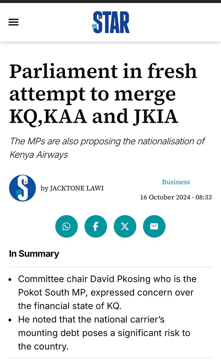 This is today guys I keep telling you, as you concentrate on the circus they are busy selling the country. They want to merge KQ, KAA and JKIA so that Adani can take over aviation industry in Kenya.