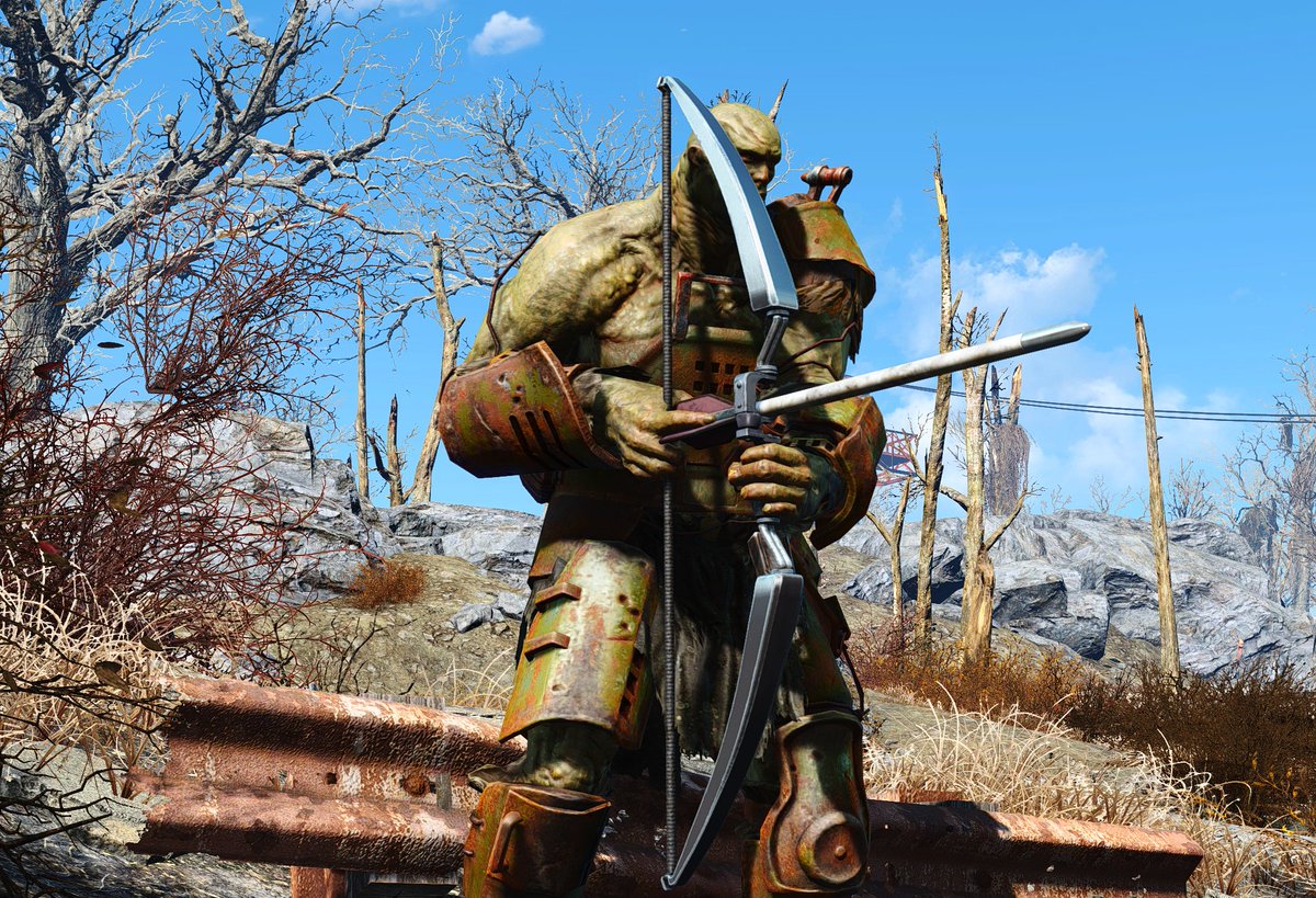 Pictured here: Putting the fear of Super Mutants back in you. You do not want to get hit by this thing 👀

lol, the Select Power Bow is super mutant friendly.