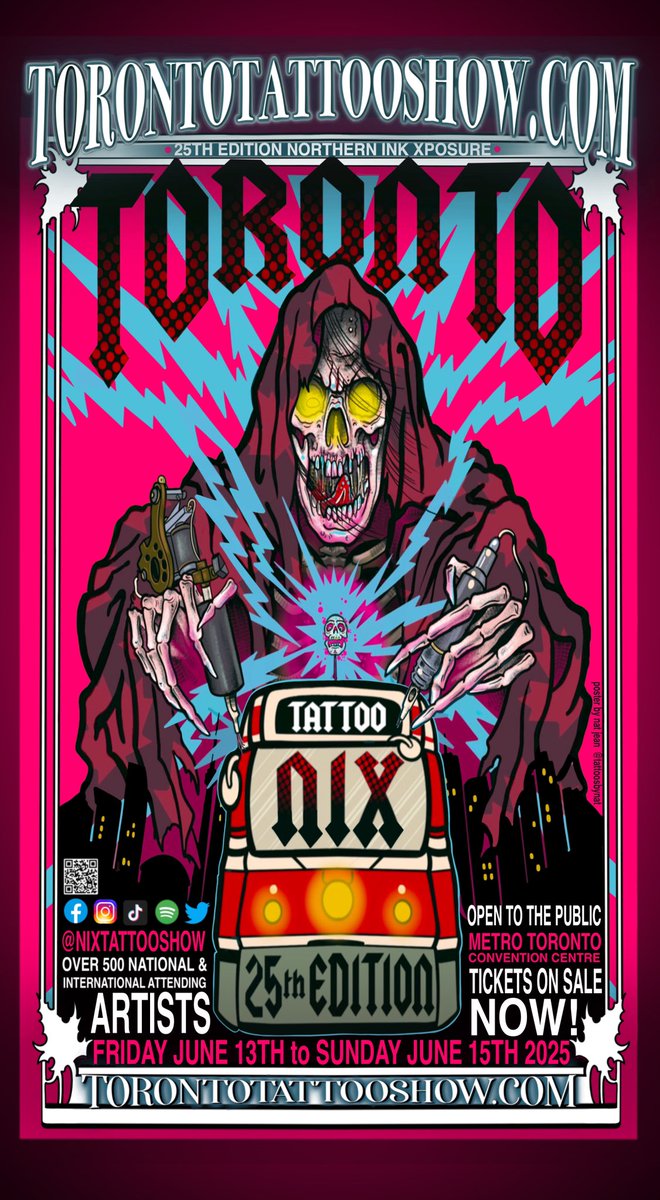Welcome to the 25th edition of the Toronto Tattoo Show / NIX 2025 ! June 13-14-15 2025 at the MTCC Downtown. Early bird tickets on sale now on our website! #toronto #torontoevent #tattoo #tattooconvention #downtowntoronto #torontolife