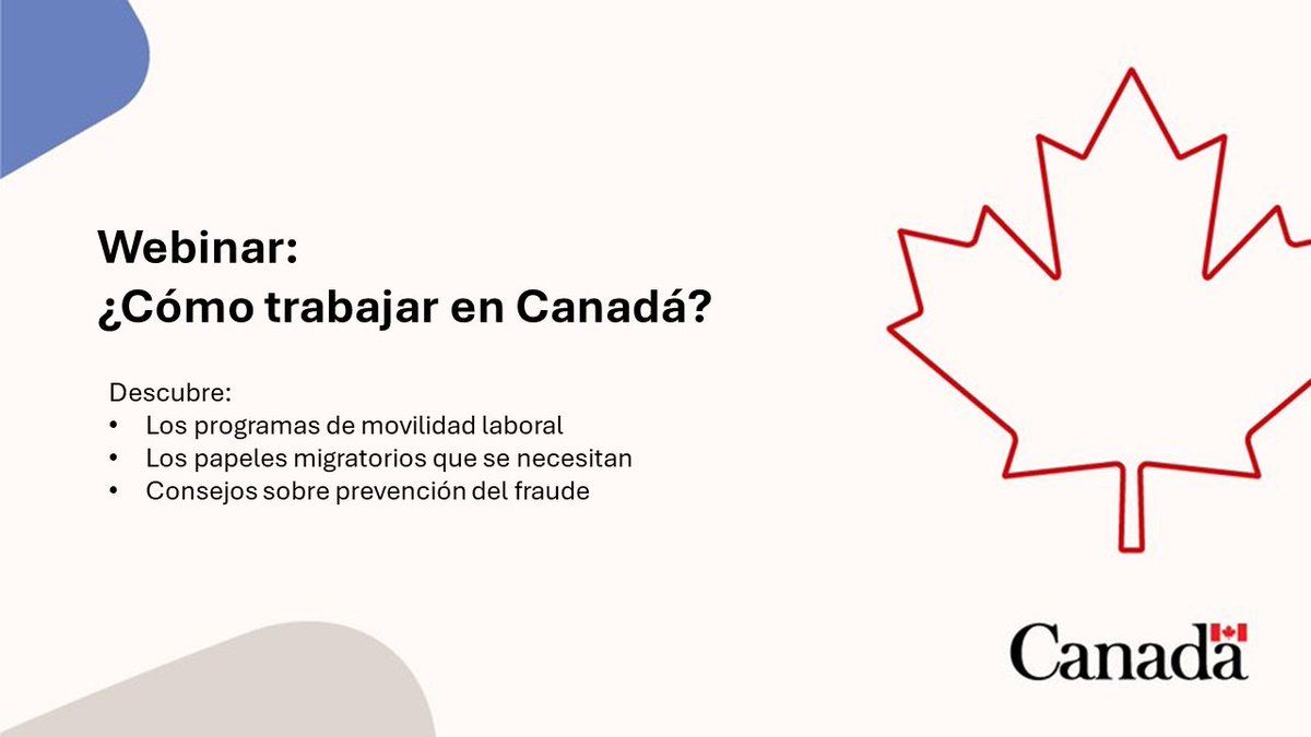 ¿Te interesa conocer los programas de movilidad laboral a Canadá y los papeles migratorios que se necesitan?, entonces regístrate al webinar:

“¿Cómo trabajar en Canadá?” 🇨🇦

🗓️ 23 de octubre, 3pm

us02web.zoom.us/webinar/regist…