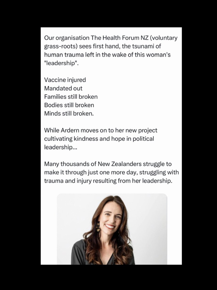 RoseVision2's tweet image. Dame Gaslighting of Evil personified!

Ardern, you know what you did!!

You crippled a Nation,emotionally,physically &amp;amp; mentally with your extraordinary tyranny.
Nurturing an environment of fear if One questioned your ‘single source of truth’

#TruthWillOut
#PfizerShill
#NZ