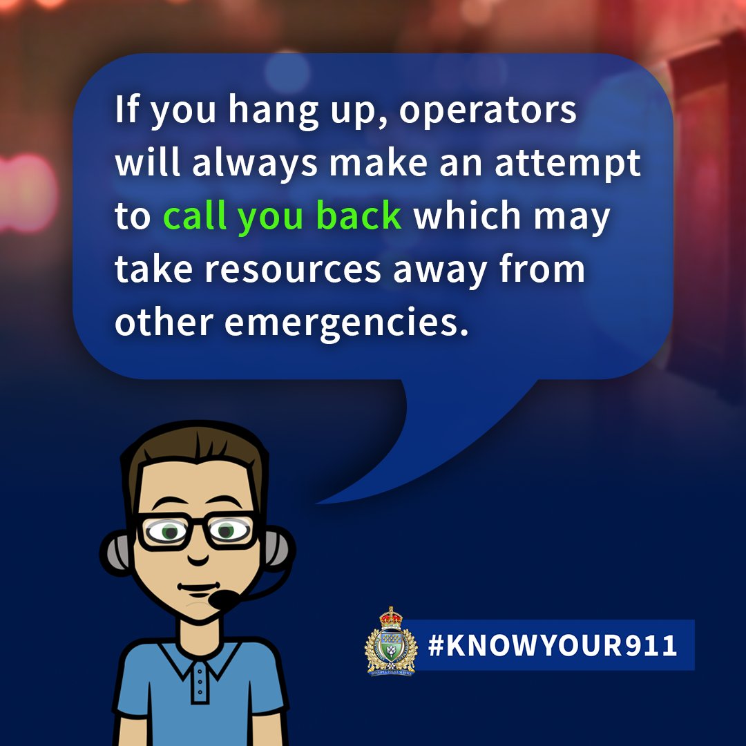 wpgpolice's tweet photo. Do you #KnowYour911? If you call 9-1-1 by mistake, don't hang up! Stay on the line to tell us it was an accident. If you hang up, operators will always try to call you back which may take resources away from other emergencies.
#WPS911 https://t.co/upaJSYlxLM