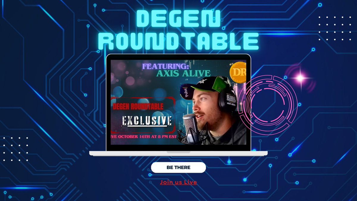 DegenRoundtable's tweet image. Hey Degens! Join us as we go live tonight to talk to the one and only @AxisAlive! You won't want to miss this insightful conversation! See you all tonight at 8 PM EST!

youtube.com/live/n-6T1fgoj…

#podcast #youtubecontent #youtube #youtuber #livevideo #live #livestream #streamer