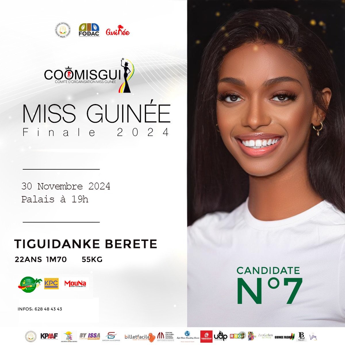 guinee_miss's tweet photo. 👑 Future Miss Guinée 2024 ? 
La finale est bientôt là, et Tiguidanké Berete, 22 ans, diplômée en mode, a besoin de votre soutien ! 💫
RT et ❤️ pour la soutenir !

#MissGuinée #TeamTiguidanké #SupportYourFavorite" https://t.co/BhJg5AaXC1