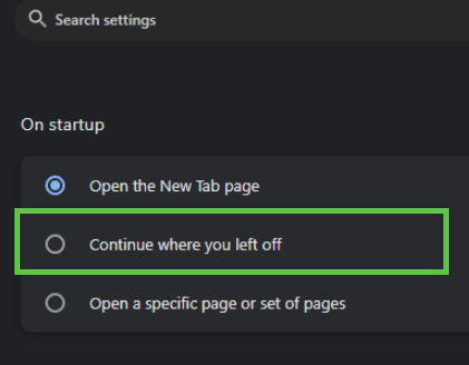 rhinobenjamin's tweet photo. Protip:  Sessions always expired every time you restart Chrome?  Check your browser "on startup" settings.

Options 1 and 3 silently expire your session cookies when you close the browser (wtf @googlechrome?) https://t.co/vr9uRTxzJv