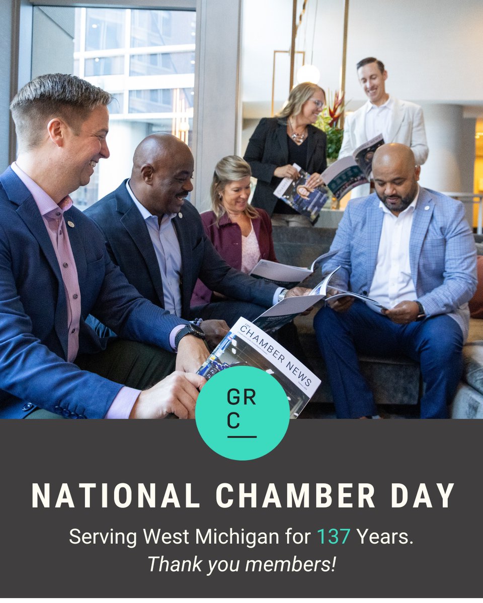 GRChamber's tweet photo. Happy National Chamber of Commerce Day! 🎉

Thank you to our incredible members for supporting the Grand Rapids community and driving growth for 137 years. We’re proud to champion your success!

Join and grow with our thriving business network 📲

https://t.co/M4hNmYPc9b https://t.co/s1EtlffIis