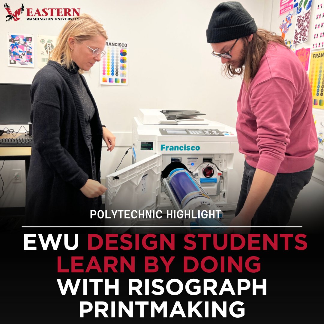 EWUEagles's tweet photo. Design students + Risograph = 🔥🔥🔥 Hands-on learning and artist collabs happened in EWU's Design Dept. #EWUisPolytech https://t.co/1nzoJH4zwF https://t.co/MEnblsFfS3