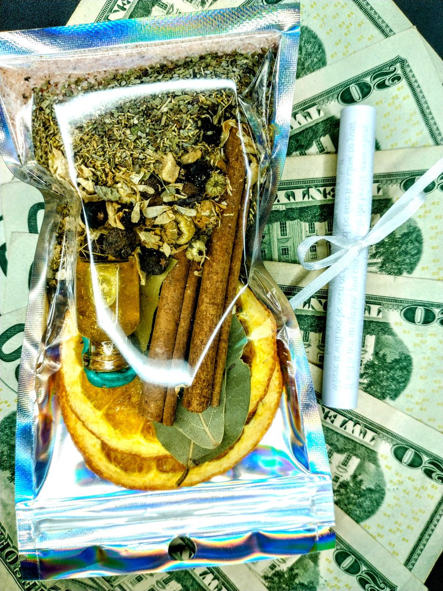 TCWitchBox's tweet photo. "I am Abundant" Abundance & Prosperity Simmer Pot mix with Shimmery Essential Oil Potion Bottle

Simmer Pots are a great way to Cleanse, Purify, & Send Magickal Aromatic Vibes throughout your home 🏠💗

✨✨✨This is a Simmer Pot created for infusing Abundance & Wealth energies into your home 🏠💗✨✨✨

Ingredients:
⋆｡ Himalayan Pink Salt ~ Neutralize Negativity
⋆｡ Marjoram
⋆｡ Chamomile
⋆｡ Basil
⋆｡ Ginger
⋆｡ Frankincense
⋆｡ Orange Slices
⋆｡ Bay Leaves

2.5 ounces (give or take)

✨✨✨Essential Oil Shimmering Potion Bottle contains mica, herbs, Sweet Orange EO & Patchouli EO for Prosperous & Abundant Energies ~ Also, Carnelian Chips for Courage & Abundant vibes ~ it is sealed with wax to prevent the bottle from opening or leaking.

Instructions: Fill a pot with water, remove the potion bottle from the bag, pour the bag into the pot and bring the water to a boil while stirring in a clockwise direction & visualizing Abundant, Prosperous, Wealth, Healing, Purification, & Cleansing energies permeating through your home. Once the water is boiling, turn it down to a simmer. If you wish to add a little more magick to the air, use the potion bottle. Be sure to shake the potion bottle really well before unsealing & using it. The contents will settle & needs to be mixed first. After you shake the bottle, unseal & open it, then pour the contents into the pot in a circular motion. This will turn your simmer pot into a shimmery magickal potion that looks & smells wonderful. It really amplifies the fun & magick that a simmer pot brings to your home. Enjoy!