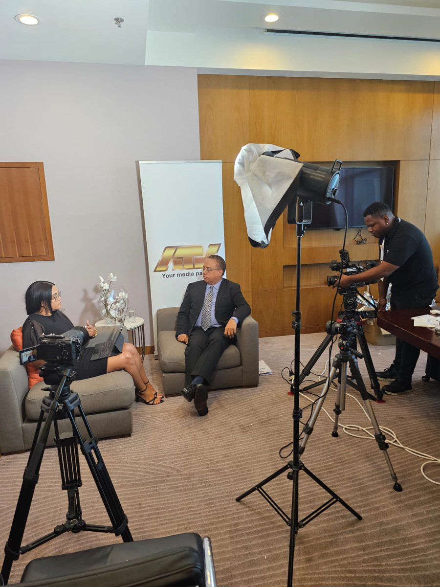 cariri_tt's tweet photo. #BTS Glimpse a behind the scenes look at CARIRIโs CEO, Hans-Erich Schulz, exclusive interview on the Letโs Have a Chat Programme with Priscilla Graanoogst at #IBC2024!
#InternationalBusinessConference #IBCGuyana2024 #LetsHaveAChat #Innovation #Leadership https://t.co/G0RVPGrGkR
