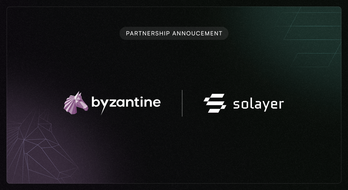 1/ (re)staking on solayer just got even better!

Now, thanks to our partnership with @Byzantine_fi you'll be able to restake and delegate using any asset from any protocol.