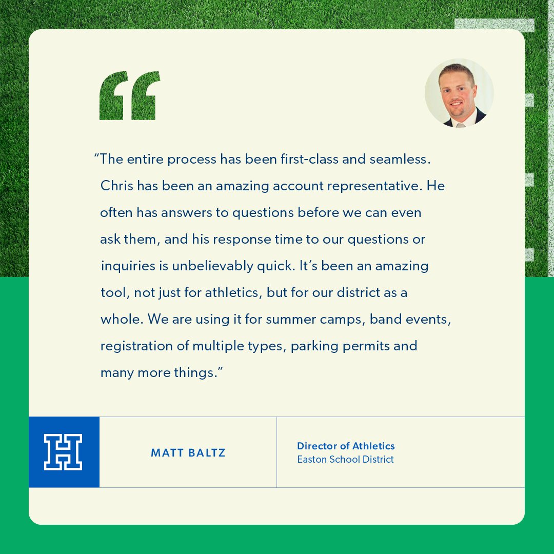 We love hearing from our partners like Matt Baltz, Athletic Director at <a href="/EastonAreaSD/">Easton Area SD</a>, who highlights how HomeTown goes beyond athletics. And a huge shoutout to Chris for being an outstanding account rep! 👏 #EventManagement #HomeTownCares #ThisIsHomeTown #TeamHomeTown