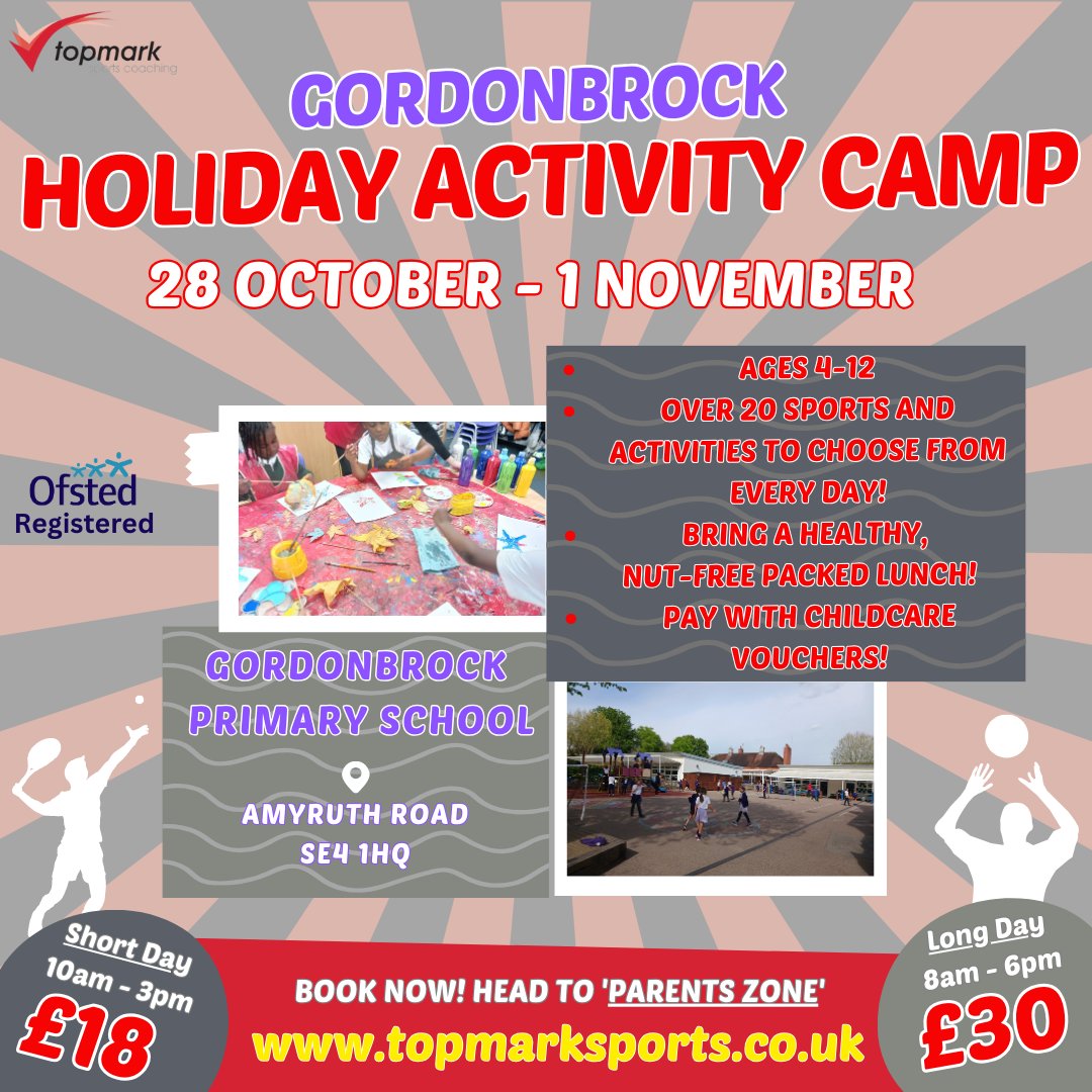 EB_ASC_TOPMARK's tweet photo. 🔴⚫️ October Activity Camp! 

🎫 https://t.co/hh1bERosfD and head to Parent Zone! 

#TOPMARK #HOLIDAYCLUB #CROFTONPARK #BROCKLEY #LEWISHAM https://t.co/IAlSIv75hQ