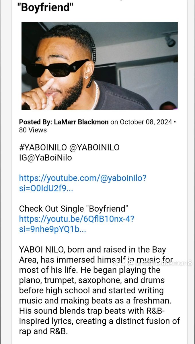 Bay Area Newcomer @YABOINILO Release Smooth Single "Boyfriend" hbcuconnect.com/content/398540… #hbcuconnect