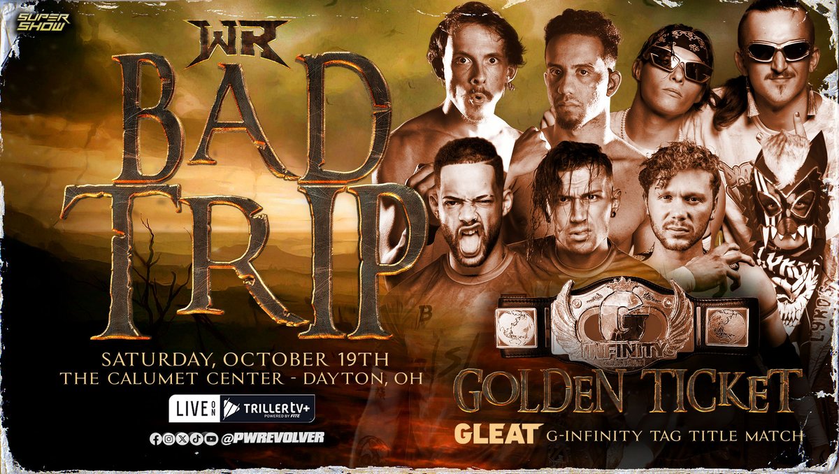 PWRevolver's tweet photo. [BREAKING]

History will be made as for the FIRST TIME EVER in the United States the @LIDET_ENT G-Infinity Tag Titles will now be defended!

(c) Rascalz v Lykos Gym v Bang &amp; Matthews v Dub Club

This SATURDAY
#RevolverBAD
Dayton, OH
LIVE on @FiteTV+

🎟️ https://t.co/mOxgSQzp6e https://t.co/rD26daat7n