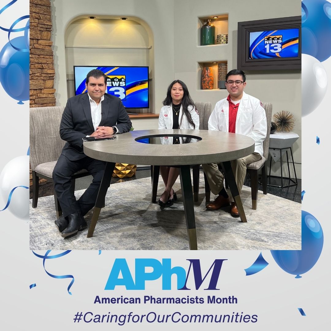 UNM College of Pharmacy (@unmcop) on Twitter photo October is American Pharmacists Month, and we're proud to have celebrated it with Jose and Lily on <a href="/krqe/">KRQE News 13</a> News 13! They shared exciting updates, including Community Outreach Day and White Coats Across Montano.
#UNMCollegeOfPharmacy #AmericanPharmacistsMonth October is American Pharmacists Month, and we're proud to have celebrated it with Jose and Lily on <a href="/krqe/">KRQE News 13</a> News 13! They shared exciting updates, including Community Outreach Day and White Coats Across Montano.
#UNMCollegeOfPharmacy #AmericanPharmacistsMonth
