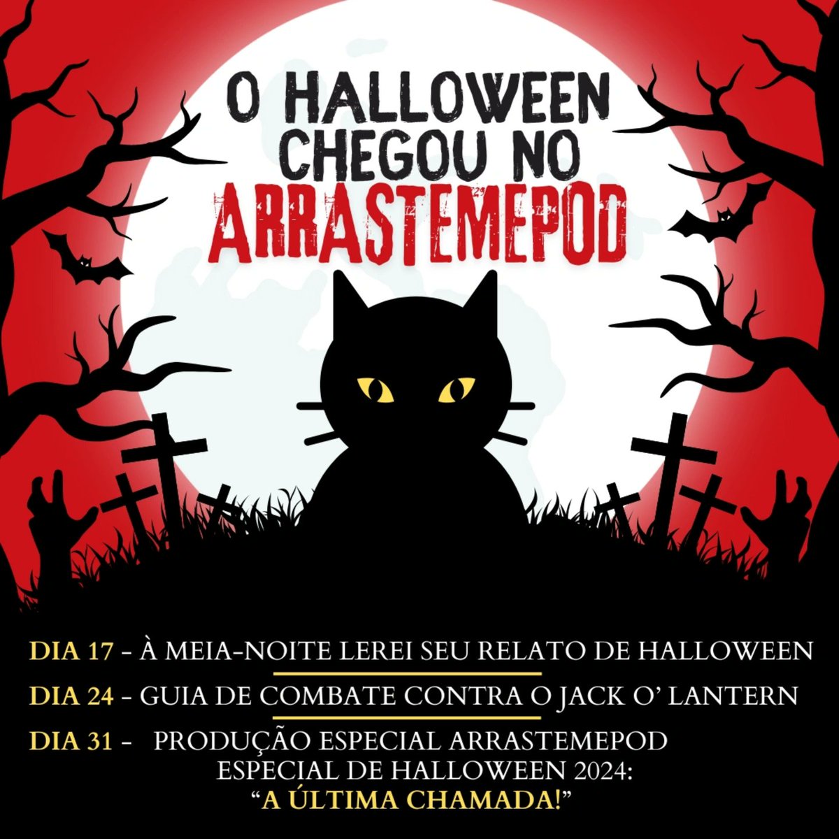 arrastemepod's tweet photo. O Arrastaween está no ar! 
Tem coragem de nos acompanhar nas próximas semanas de Outubro? 
Disponível em todas as plataformas de streaming de podcast no Brasil. https://t.co/WOyOEuLNoE