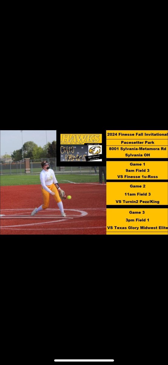 Games this weekend! Glad to be back from the broken finger. <a href="/HawksJoseforsky/">Ohio Hawks National Joseforsky 18U</a>