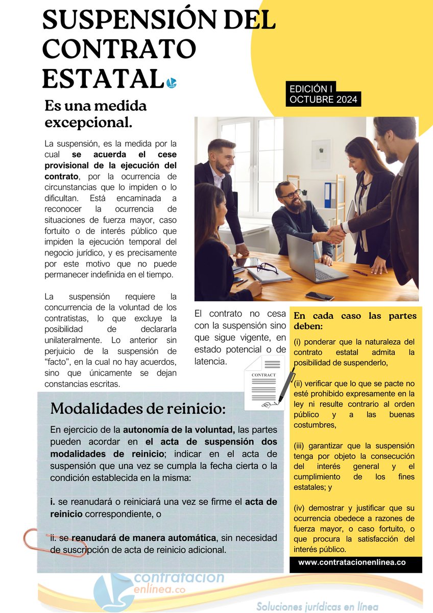 contrataenlinea's tweet photo. 📚La SUSPENSIÓN DEL CONTRATO ESTATAL⏬ https://t.co/IAtWSXyRTN https://t.co/aWBwptcdv1