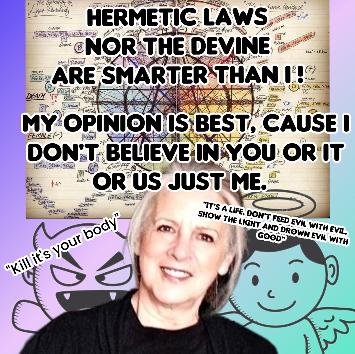 Demkin_Dumbnuts's tweet photo. @PettyLupone @mikeastahl Hermetic Law #7 Gender
If you all just understood.

There is more than us waiting.

It's how you act. 

Trump acts like an Alpha (Masculine) Leader. 
#PresidentialElection2024 

But his Feminine ways around acts of kindness are unnoticed, not unlike American Moms. https://t.co/wzLyW4Q6RO