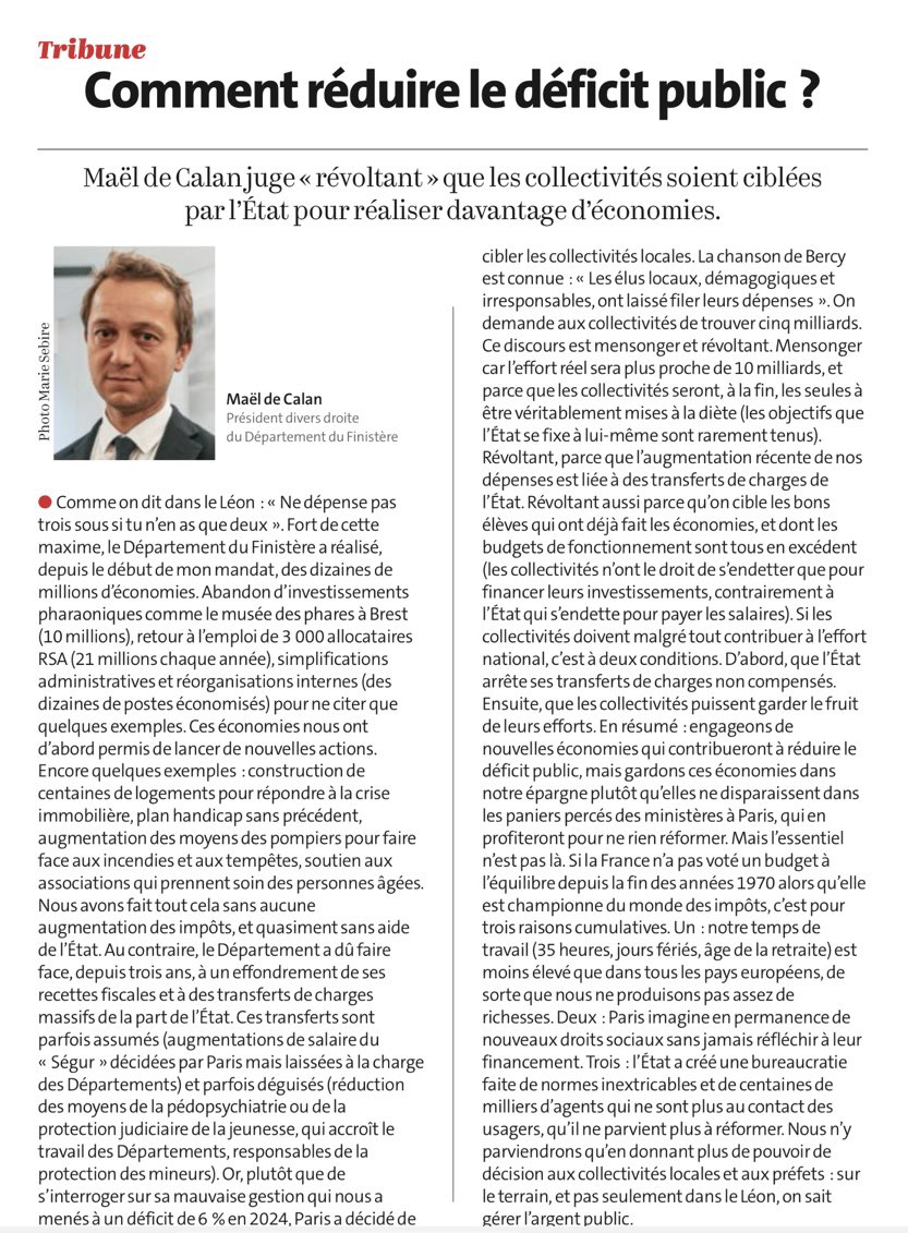 Comment réduire le déficit public ?
Tribune parue ce jour dans <a href="/LeTelegramme/">Le Télégramme</a>