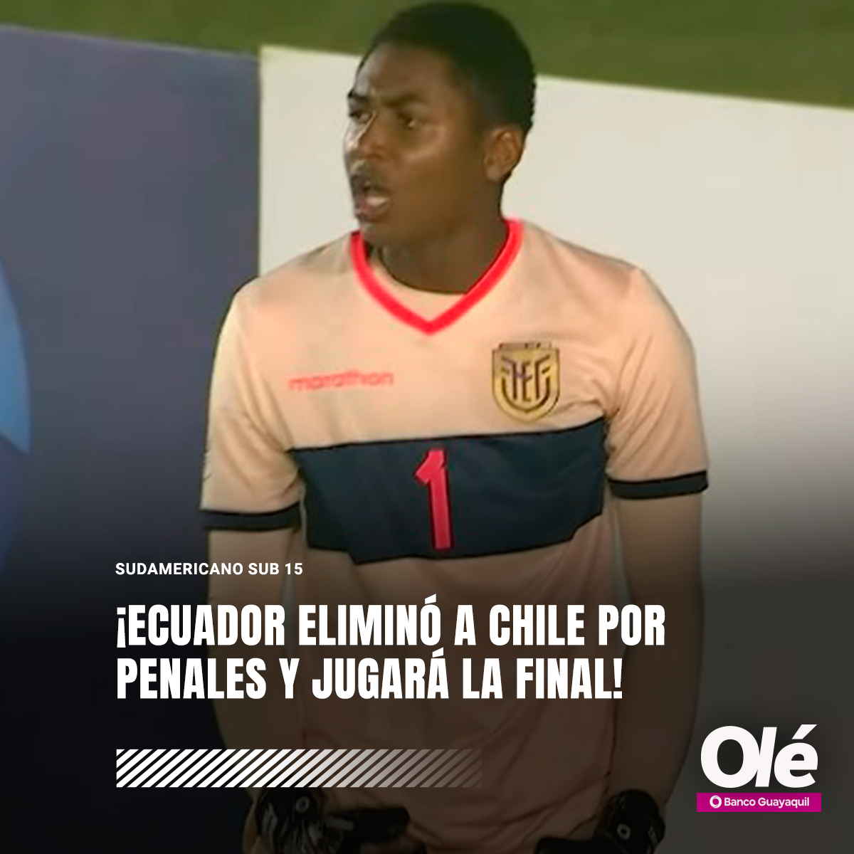 DiarioOleEc's tweet photo. 🇪🇨🥳¡GANÓ LA TRI Y PASÓ A LA FINAL DEL SUDAMERICANO SUB 15! 🙌

Tras empatar 3-3 contra Chile en la semi, Ecuador se impuso en los penales. 

🧤 El arquero Miguel Peralta se lució con dos remates atajados en la tanda. https://t.co/PaMZDXY9fR