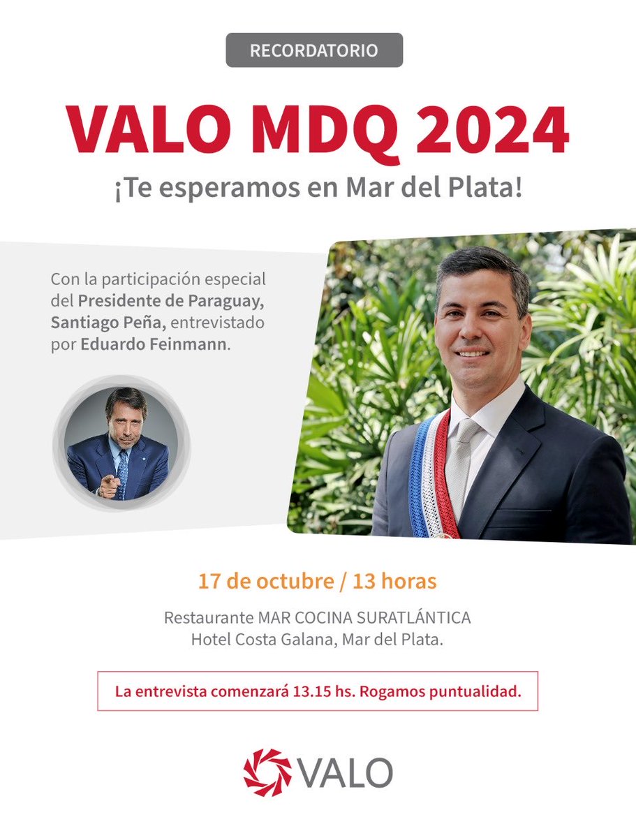 edufeiok's tweet photo. Mañana a las 13 hs, con el Presidente de Paraguay ⁦@SantiPenap⁩ en MDQ. https://t.co/uvUermTgqE