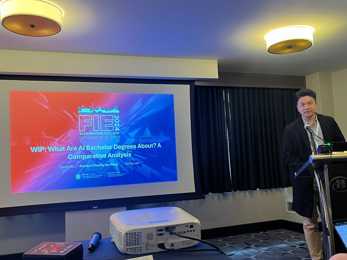 DrPatrickPang's tweet photo. I just presented our comparison of AI bachelor degrees in Guangdong, HK, Macao and the US at #FIE2024 https://t.co/je7N4TeRIG