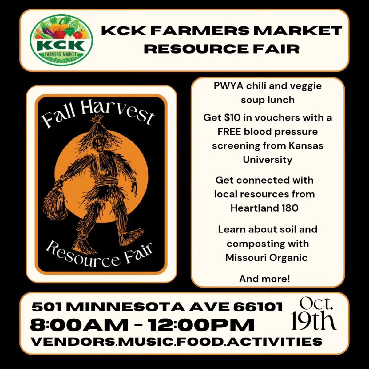 ✨ SATURDAY✨ See you at the @kckfarmersmarket Resource Fair. Stop by our table to learn about food waste reduction, home composting, vermicomposting, healthy soils, using compost, and more!
