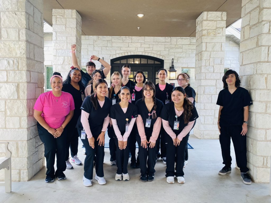 SMHS CNA classes are “tickled pink” to be able to support breast cancer awareness month at their clinical site!