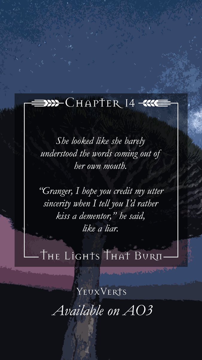 Preview of Chapter 14 of The Lights That Burn

What’s Draco up to? 

New chapter on Sunday:
archiveofourown.org/works/57596311…

#dhrwipwednesday