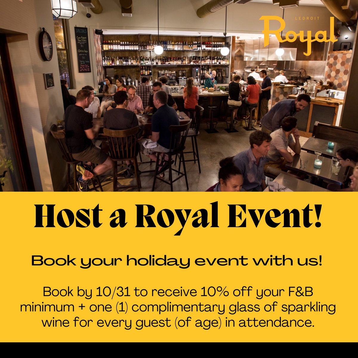 Royal DC (@theroyaldc) on Twitter photo it’s about that time to start thinking about holiday events! ✨ host at our @michelinguide-honored spot with award-winning food + cocktails. bonus: if you book before 10/31, we’ll take 10% off your F&B min + comp 🥂 for your guests! email info@theroyaldc.com to start planning! it’s about that time to start thinking about holiday events! ✨ host at our @michelinguide-honored spot with award-winning food + cocktails. bonus: if you book before 10/31, we’ll take 10% off your F&B min + comp 🥂 for your guests! email info@theroyaldc.com to start planning!