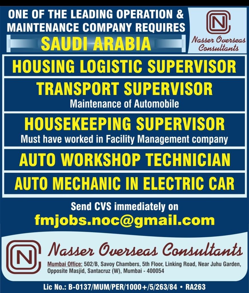 gulfjob8's tweet photo. VACANCY FOR #saudiarabia

Interested candidates, please send your updated CV on given emails

#foreman #supervisor #technician #kanooz #interview #firewatch #welder #fabricator #saudijob https://t.co/5CQUeCxYwK